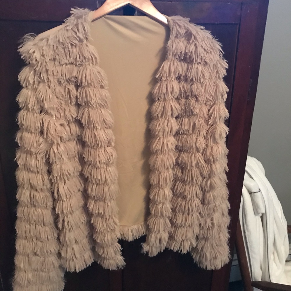 pink Faux fur shaggy cardigan/jacket Xl